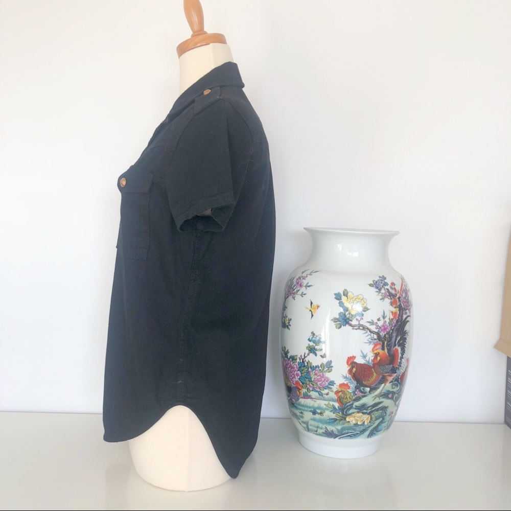 🎀 5/$25 NWT Zara black denim short sleeve shirt sz S - Picture 7 of 11
